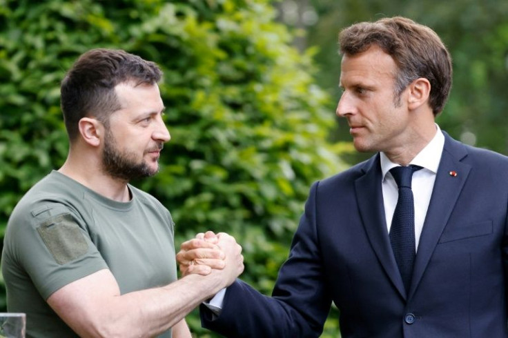 President Emmanuel Macron offered Ukraine's President Volodymyr Zelensky France's support in his war against Russia and quest to join the EU