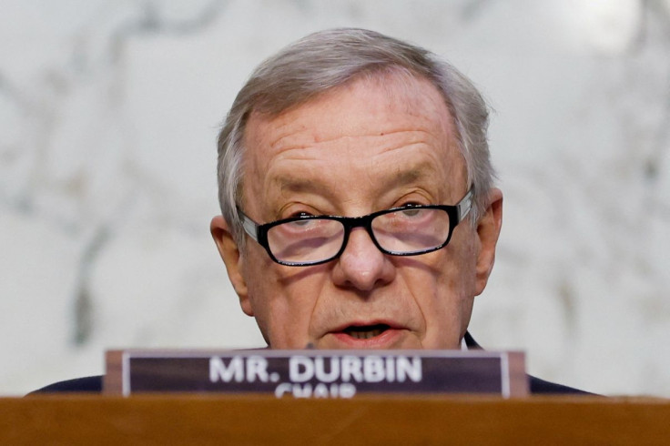 U.S. Senate Judiciary Committee Chairman Senator Dick Durbin (D-IL) addresses a committee business meeting following last weekâs confirmation hearings for Supreme Court nominee Judge Ketanji Brown Jackson on Capitol Hill in Washington, U.S. March 28, 20