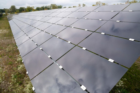 Solar panels made by First Solar are seen during a tour of the Overland Park Solar Array in Toledo, Ohio, U.S., October 5, 2021.  