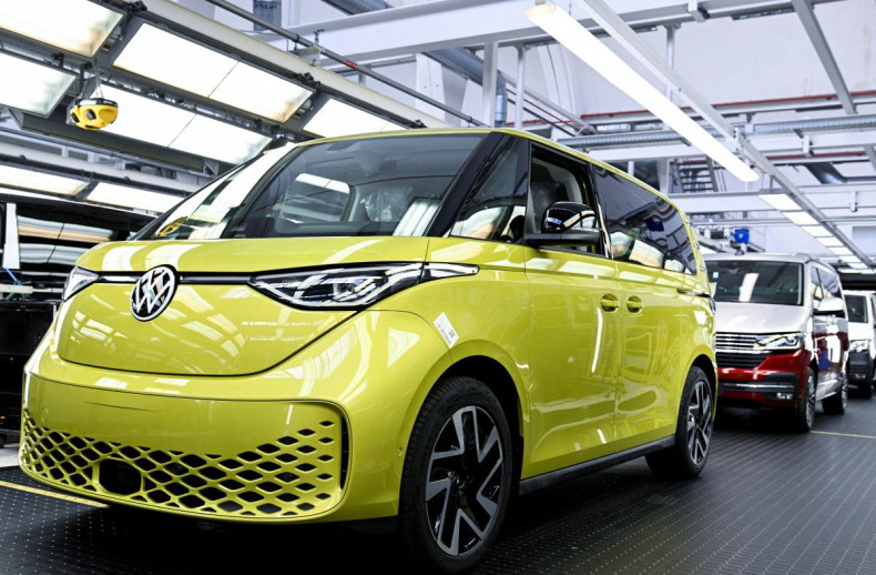 The fully electric VW ID Buzz, is pictured on a production line at a Volkswagen Commercial Vehicle plant in Hanover, Germany, June 16, 2022. 