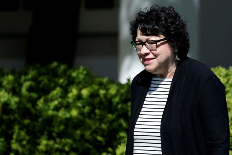 Associate Supreme Court Justice Sonya Sotomayor arrives for the swearing in ceremony of Judge Neil Gorsuch as an Associate Supreme Court Justice in the Rose Garden of the White House in Washington, U.S., April 10, 2017.    
