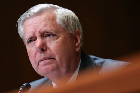 Sen. Lindsey Graham (R-SC) questions U.S. Secretary of Defense Lloyd Austin and Chairman of the Joint Chiefs of Staff Gen. Mark Milley while they testify before the Senate Appropriations Committee subcommittee on defense in Washington, U.S., May 3, 2022. 