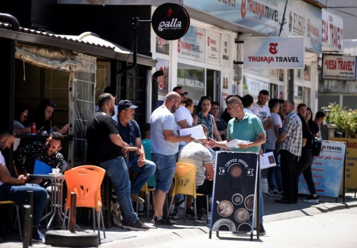 Kosovars still need visas to enter other European countries and the queues at embassies to get them can be long