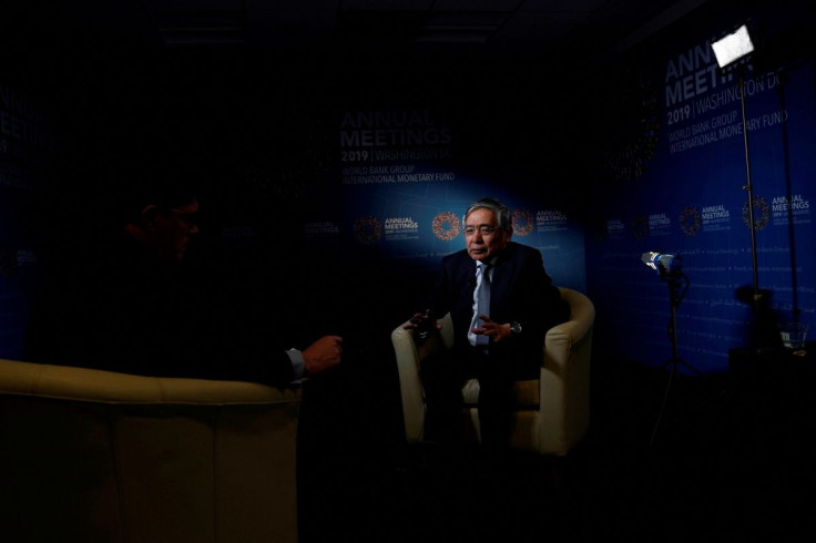 Bank of Japan (BOJ) Governor Haruhiko Kuroda, speaks during an interview with Reuters in Washington, U.S. October 19, 2019.