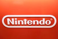Nintendo logo is seen in a GameStop in Manhattan, New York, U.S., December 7, 2021. 