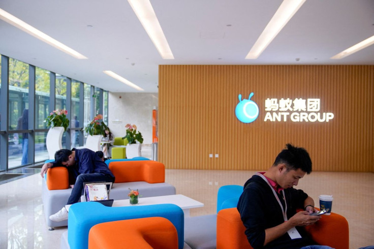 A logo of Ant Group is pictured at the headquarters of Ant Group, an affiliate of Alibaba, in Hangzhou, Zhejiang province, China October 29, 2020. 