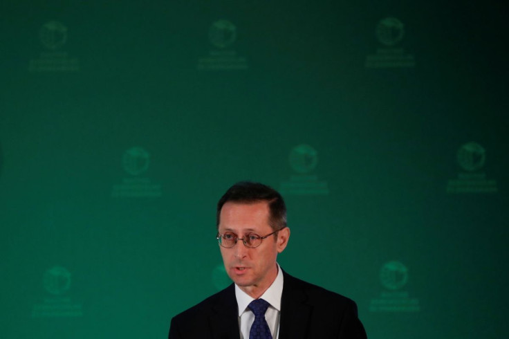 FILE PHOTO - Hungarian Finance Minister Mihaly Varga speaks during a business conference in Budapest, Hungary, February 19, 2022. 