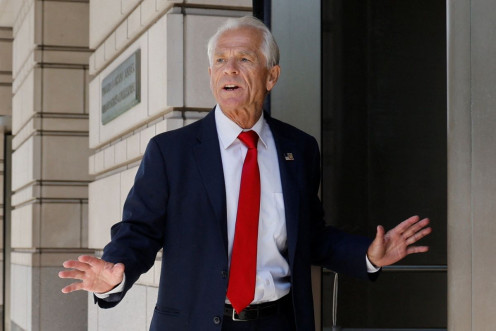 Peter Navarro, former trade adviser to former U.S. President Donald Trump, arrives for his arraignment on contempt of Congress charges for refusing to cooperate with the House of Representatives committee investigating the Jan. 6, 2021, attack on the U.S.
