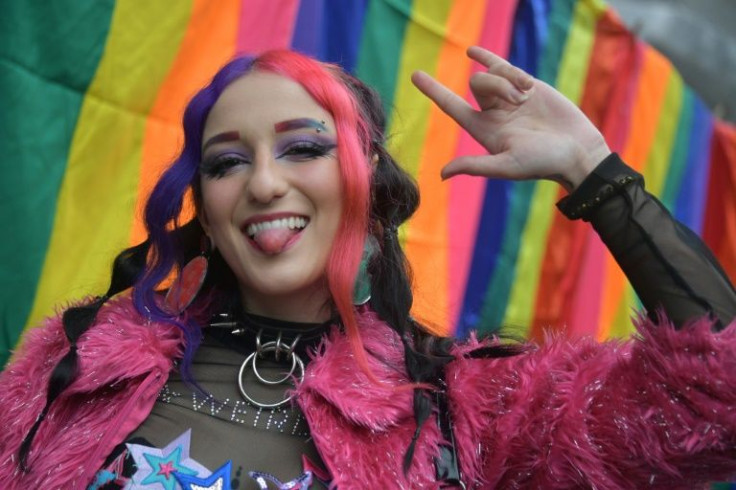 A participant in Sao Paulo's 26th Gay Pride Parade on June 19, 2022.