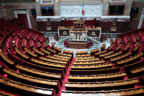 General view of the empty seats of the hemicycle prior to the weekly session of questions to the government at the National Assembly in Paris, France, May 19, 2020. Christophe Petit/Pool via REUTERS
