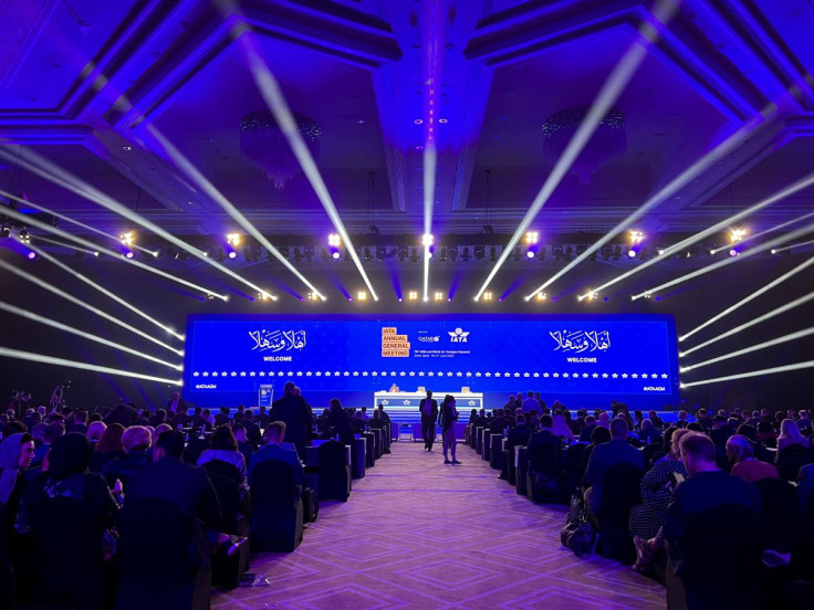 A general view shows the opening of the 78th global airline industry body International Air Transport Association (IATA) annual meeting in Doha, Qatar, June 20, 2022. 