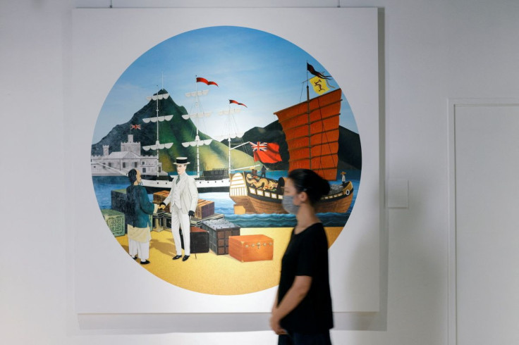The colonial badge âharbour pictureâ redesigned by the museum is seen at the Museum Victoria City, in Hong Kong, China, June 15, 2022. Picture taken June 15, 2022.