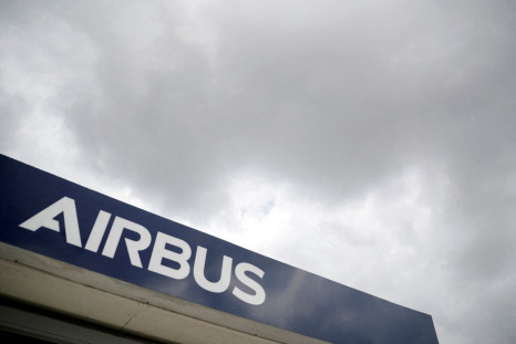 The logo of Airbus is pictured at the entrance of the Airbus facility in Bouguenais, near Nantes, France, July 2, 2020. 