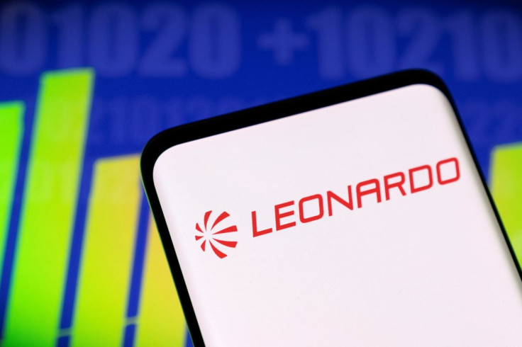 Leonardo logo and stock graph seen displayed in this illustration taken, May 3, 2022.