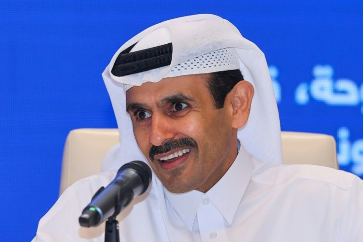 Qatar's Minister of State for Energy Affairs and President and CEO of QatarEnergy Saad Sherida al-Kaabi speaks during a signing ceremony and press conference with Exxon Mobil Corporationâs Chairman and CEO in Doha, on June 21, 2022