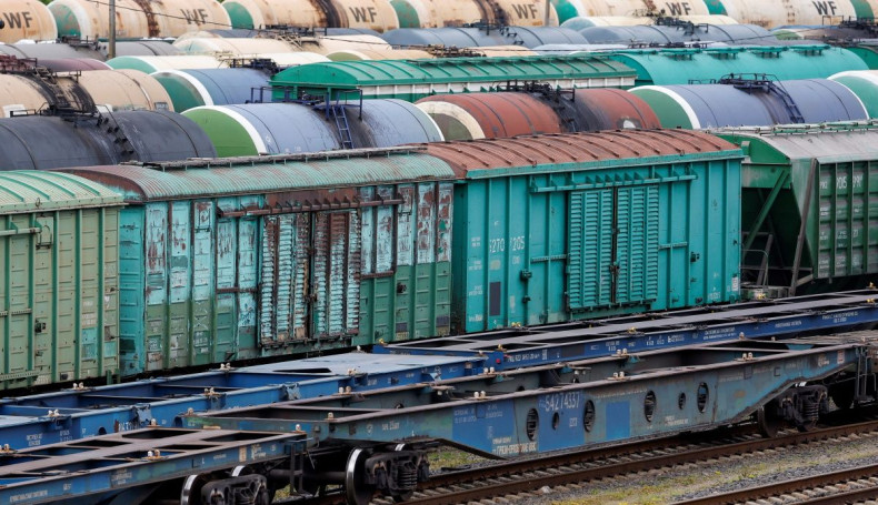 A view shows freight cars, following Lithuania's ban of the transit of goods under EU sanctions through the Russian exclave of Kaliningrad on the Baltic Sea, in Kaliningrad, Russia June 21, 2022. 