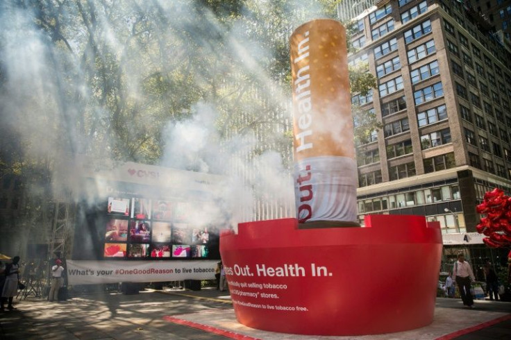 A 50-foot sculpture in New York City in 2014 shows a cigarette being put out