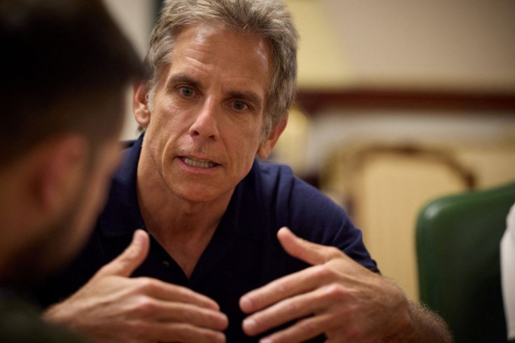 Hollywood actor and Goodwill Ambassador Ben Stiller speaks to Ukraine's President Volodymyr Zelenskiy during their meeting, as Russia's attack on Ukraine continues, in Kyiv, Ukraine June 20, 2022. Ukrainian Presidential Press Service/Handout via REUTERS 