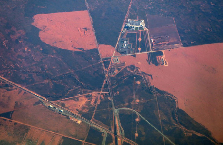 Iron ore mining operations, including a rail network, can be seen in outback Western Australia near the city of Port Hedland in this aerial picture September 5, 2016. 