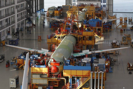 General view of Single Aisle A320 production line at Airbus facility in Finkenwerder near Hamburg