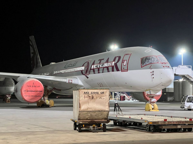 A view shows the Qatar Airways' airbus A350 parked outside Qatar Airways maintenance hangar in Doha, Qatar, June 20, 2022.  