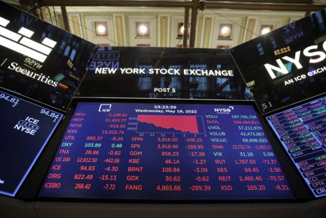 A monitor displays stock market information on the trading floor at the New York Stock Exchange (NYSE) in Manhattan, New York City, U.S., May 18, 2022. 