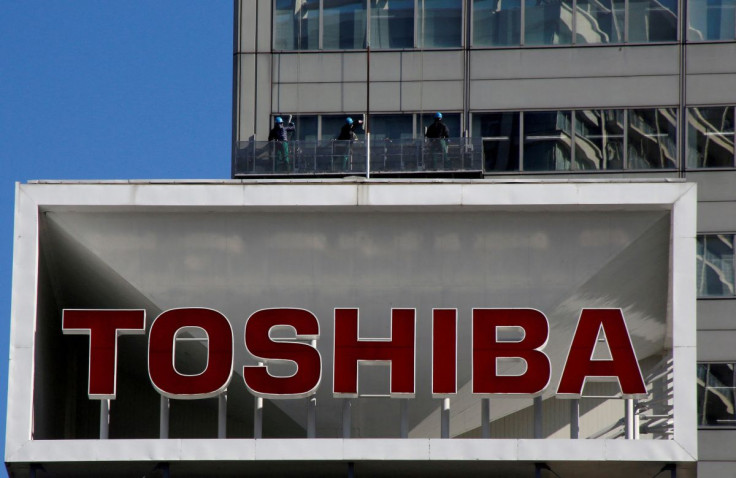 The logo of Toshiba Corp at the company's headquarters in Tokyo, Japan, February 14, 2017. 