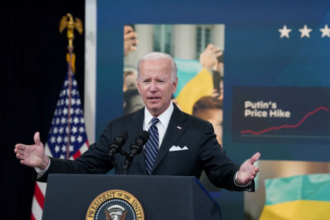 U.S. President Joe Biden speaks about gas prices during remarks in the Eisenhower Executive Office Building's South Court Auditorium at the White House in Washington, U.S., June 22, 2022. 