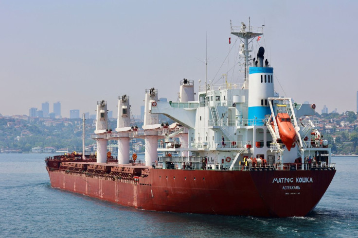 Russian-flagged bulk carrier Matros Koshka sails in the Bosphorus, on its way to the Mediterranean Sea, in Istanbul, Turkey May 27, 2022. Picture taken May 27, 2022. 