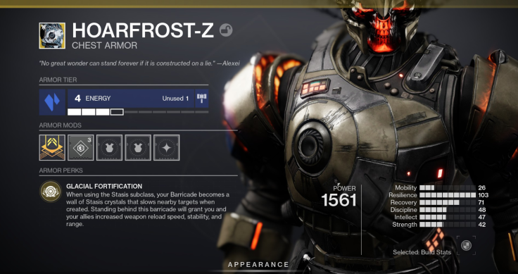 The Hoarfrost Z exotic chest piece for Titans in Destiny 2