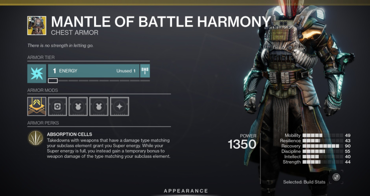 The default roll for the Mantle of Battle Harmony in Destiny 2