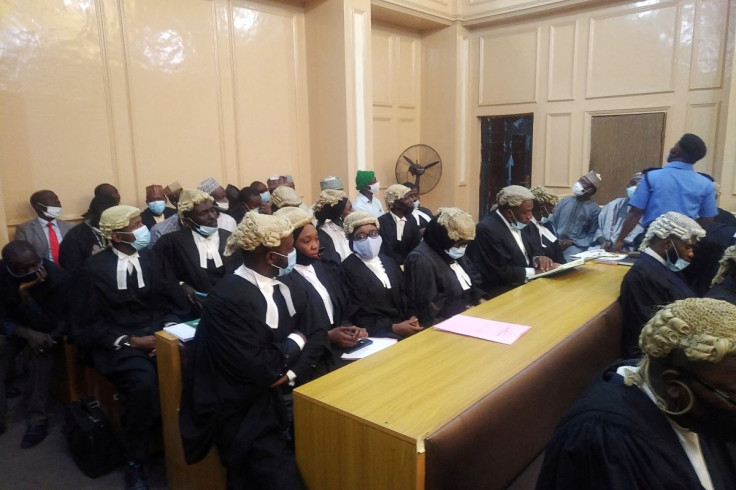 General view of a cross session of lawyers in a court during a hearing of a blasphemy case in Kano, Nigeria January 21, 2021.