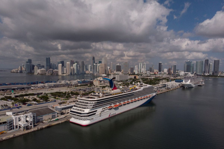 The Carnival cruise ship Sunrise is seen docked at Miami Port, in Miami, Florida, U.S., June 18, 2022. Picture taken with a drone. 