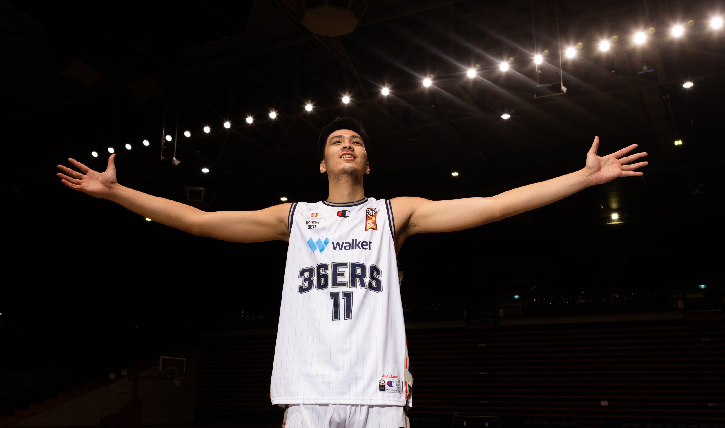 Adelaide 36ers center Kai Sotto speaks to the media after his