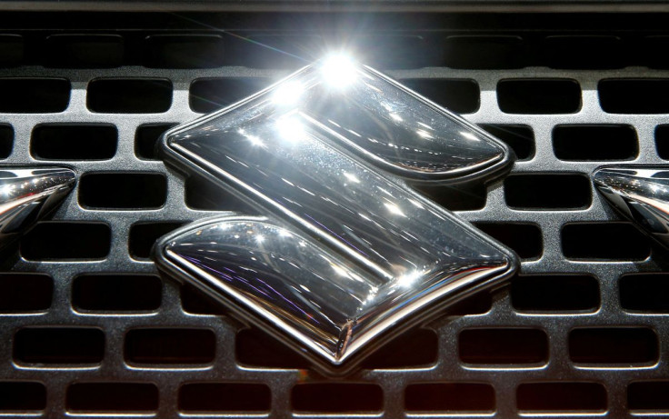 The logo of Suzuki is seen during the 87th International Motor Show at Palexpo in Geneva, Switzerland March 8, 2017.