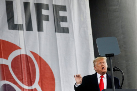 U.S. President Donald Trump addresses thousands of anti-abortion activists at the 47th annual March for Life in Washington, U.S., January 24, 2020. 