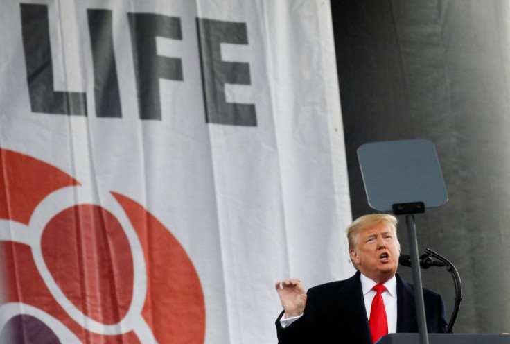 U.S. President Donald Trump addresses thousands of anti-abortion activists at the 47th annual March for Life in Washington, U.S., January 24, 2020. 