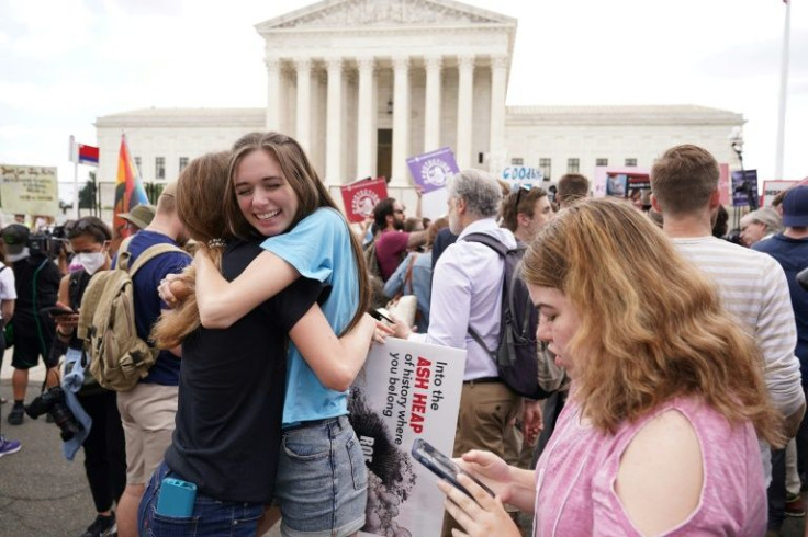 Anti-abortion supporters outside the US Supreme Court