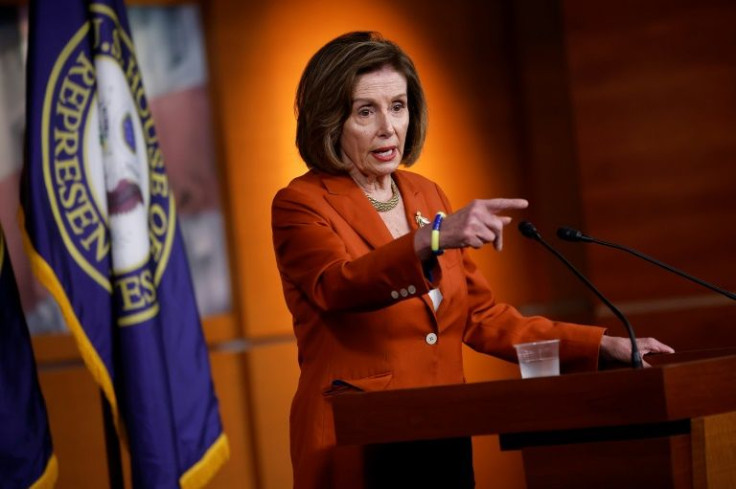 WASHINGTON, DC - JUNE 24: Speaker of the House Nancy Pelosi (D-CA) talks to repoorters minutes after the U.S. Supreme Court struck down Roe v Wade, which guaranteed a woman's right to an abortion, in the Capitol Visitors Center on June 24, 2022 in Washing