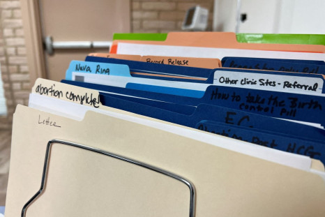 Folders containing medical records of abortions that took place inside Tulsa Women's Clinic, prior to Oklahoma's abortion ban, are pictured in Tulsa, Oklahoma, U.S. June 20, 2022. 