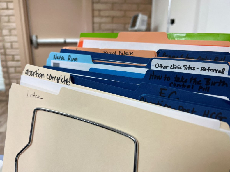 Folders containing medical records of abortions that took place inside Tulsa Women's Clinic, prior to Oklahoma's abortion ban, are pictured in Tulsa, Oklahoma, U.S. June 20, 2022. 