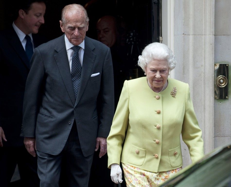 Britain039s Queen Elizabeth and Prince Philip leave number 10 Downing Street after a lunch celebrating Prince Philip039s 90th birthday in London