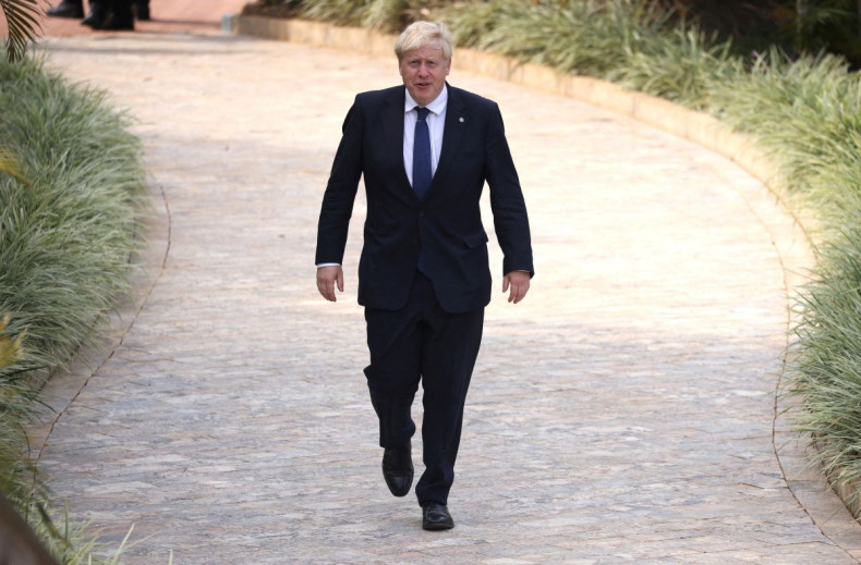 British Prime Minister Boris Johnson arrives for the Leaders' Retreat, on the sidelines of the Commonwealth Heads of Government Meeting at the Intare Conference centre in Kigali, Rwanda June 25, 2022. Dan Kitwood/Pool via REUTERS