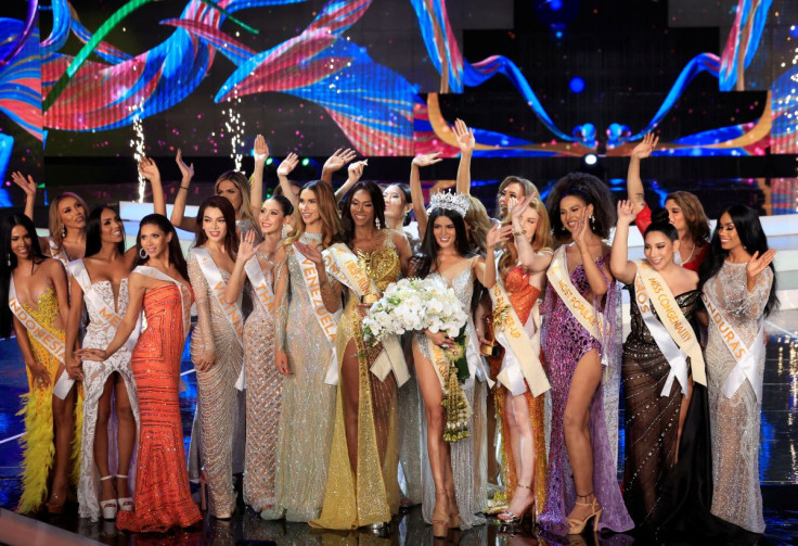 Crown Winner Fuschia Anne Ravena of the Philippines and other contestants wave after Miss International Queen 2022 transgender beauty pageant in Pattaya City, Thailand June 25, 2022.