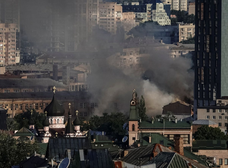 Smoke rises after a missile strike, as Russia's attack on Ukraine continues, in Kyiv, Ukraine June 26, 2022. 