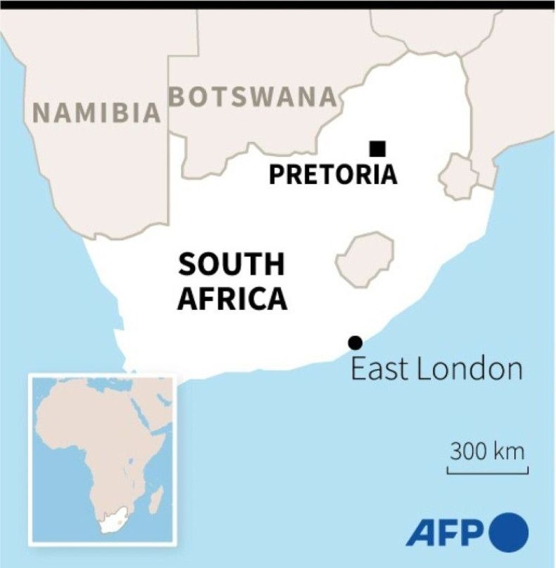 Map showing East London in South Africa