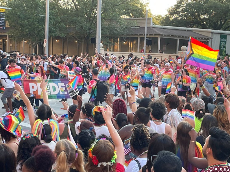 People celebrate the city's annual Pride Parade, one day after  U.S. Supreme Court overruled Roe v. Wade, eliminating the constitutional right to an abortion in Houston, Texas, U.S. June 25, 2022 