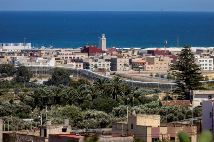 Border fence separating Morocco and Spain's North African Melilla enclave
