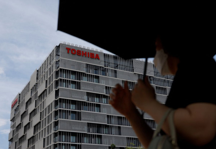 The logo of Toshiba Corp. is displayed atop of the company's facility building in Kawasaki, Japan June 24, 2022.  