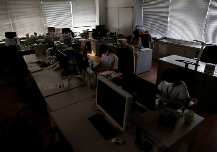 The interior of Ministry of Economy, Trade and Industry (METI) building is dimly lit to save electricity during daytime as Japanese government issues warning over possible power crunch in Tokyo, Japan June 27, 2022.